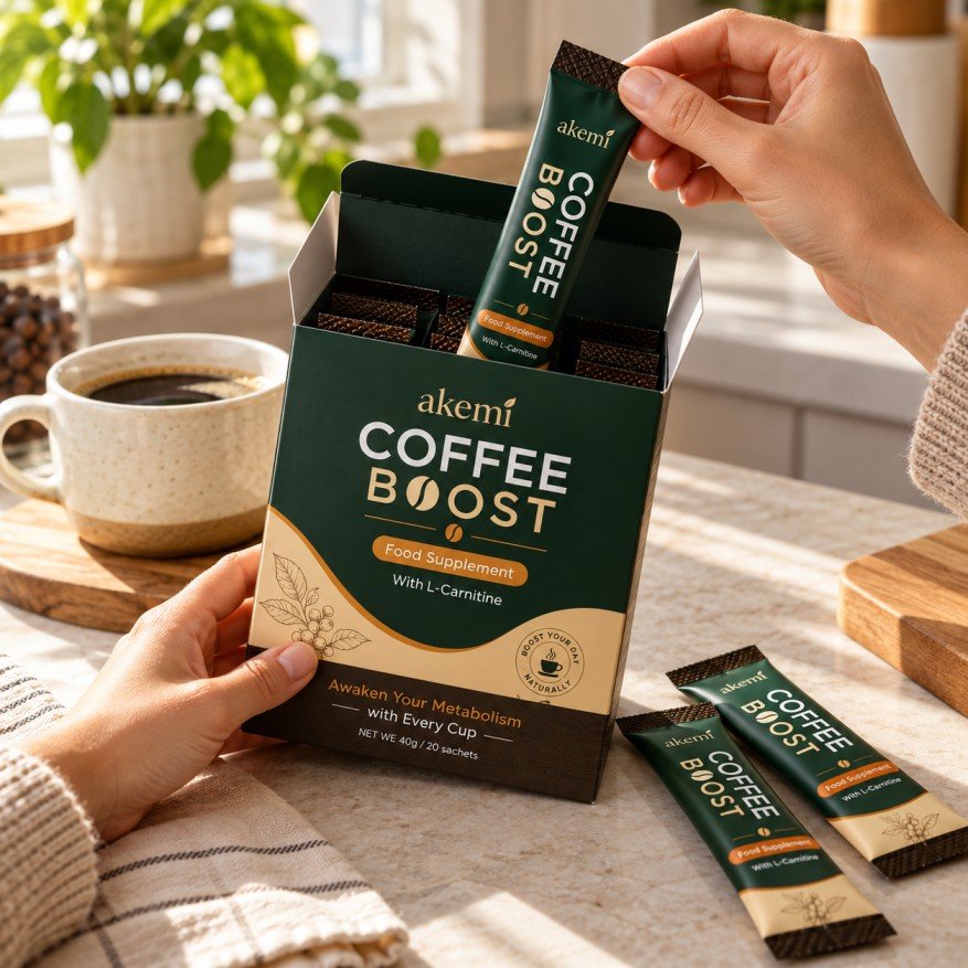 Akemi Coffee Boost Australia box and sachets unboxing